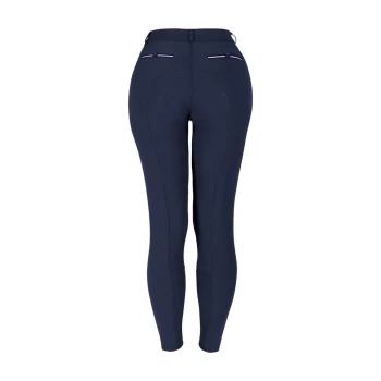 Marineblaue Sportleggings mit strukturiertem Muster, ausgestattet mit zwei Gesäßtaschen mit kontrastierendem Besatz und einem hohen Bund.