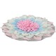A colorful pet snuffle mat designed to resemble a flower, featuring soft pastel petals in pink, blue, green, and white.