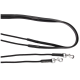 Schwarze Hundeleine mit zwei Clips, ausgestattet mit einem glatten Riemen und geflochtenen Abschnitten für Komfort und Haltbarkeit.