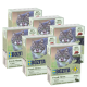 Sechs Boxen Bozita Fresh Menu Katzenfutter in Kaninchen-Geschmack, mit einer Katze, die sich auf der Verpackung die Lippen leckt, mit 89% Zutaten tierischen Ursprungs.