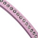 Pink pet collar adorned with shiny rhinestones along one side, showcasing a stylish and elegant design.