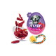 Lila eiförmige „JOY & TOY! 2in1“ Hundesnack-Verpackung mit Welpenbild, Schale mit Enten-Jerky-Streifen und buntem Tau-Ball-Spielzeug.