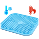 Blaue Haustier-Kühlmatte mit strukturierten Oberflächen, mit Symbolen für kalte und heiße Temperaturen.