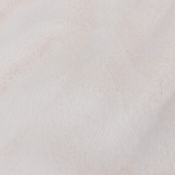 Eine Nahaufnahme von weichem, flauschigem, hellfarbigem Stoff, der an plüschige Haustierbetten oder eine Haustierdecke erinnert.