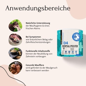 Zahnpulver für Haustiere fördert die Mundhygiene, frischen Atem und Zahnfleischgesundheit, während es die Bildung von Zahnstein verhindert.