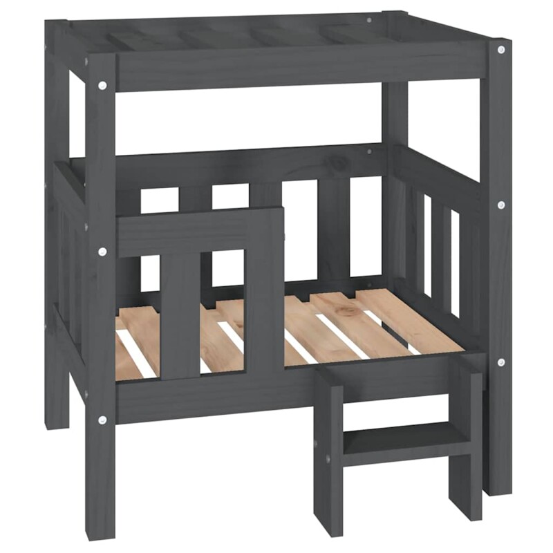 VidaXL Erhöhtes Hundebett Aus Kiefernholz Grau 43 Cm, 70 Cm, 43 Cm