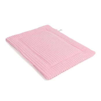 Weiches rosa Haustierbett mit gerippter Textur, das für Komfort und Stil entworfen wurde.