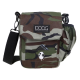 Tarnfarbenes Haustierzubehör von DOOG, mit einer Vordertasche mit einem Panda-Grafik und einem verstellbaren Schultergurt.