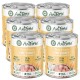 Sechs Dosen AniForte Pure Nature Feines Truthahn Haustierfutter mit einem gelben Etikett, das 70% Truthahn und Mono-Protein betont.