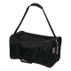 Sac de transport pour animaux de compagnie noir avec des côtés en maille, un dessus zippé et une bandoulière réglable, conçu pour transporter de petits animaux.