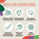 Infografik 'Vorteile der Gefriertrocknung': Symbole für Frische, Muskelfleisch, Nährstoffgehalt, Geschmack, schonende Verarbeitung, 100% natürlich.