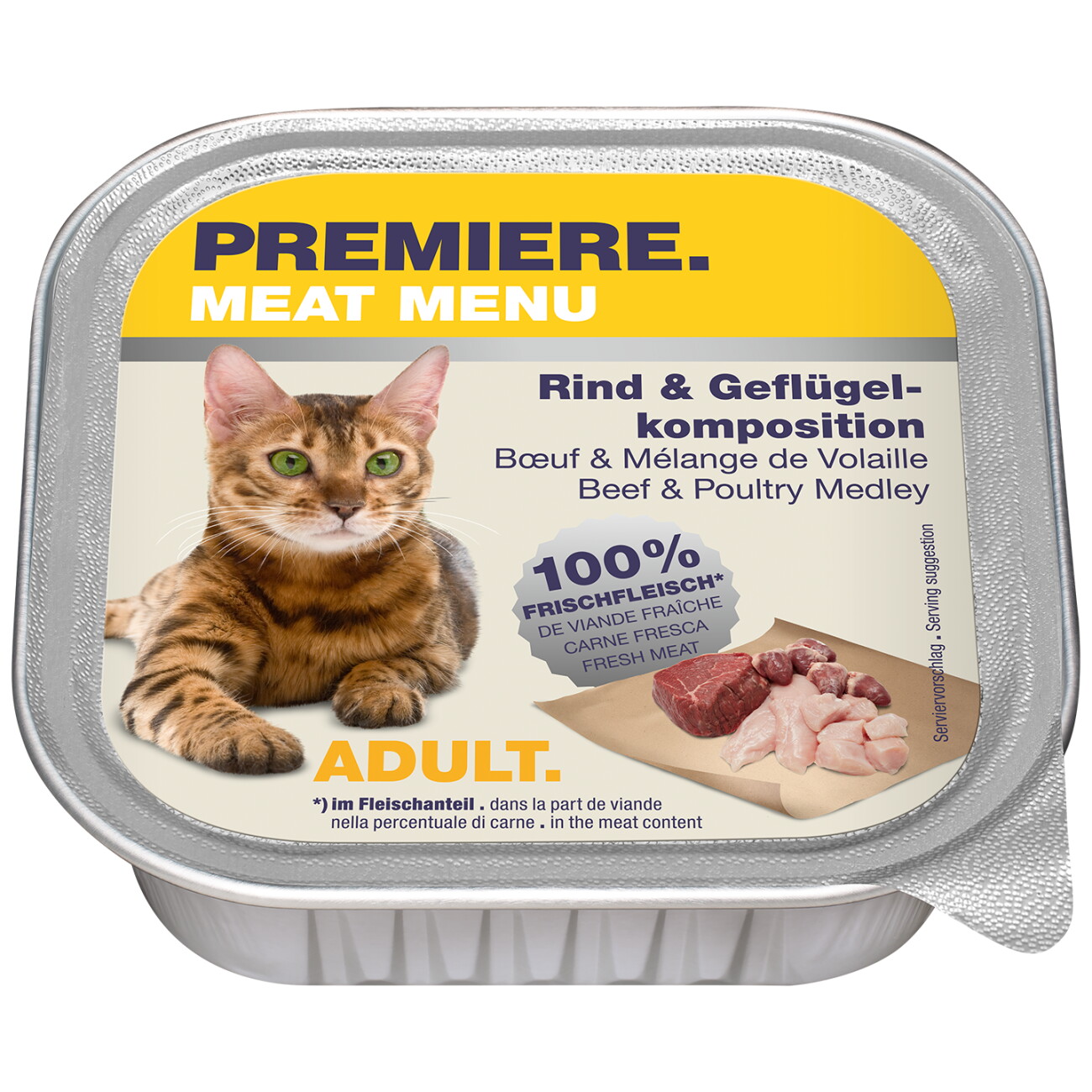 PREMIERE Meat Menu Nassfutter Katze Adult Rind und Geflügelkomposition 16x100 g