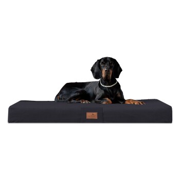 Tierlando ® FLOKI ORTHO PLUS Orthopädische Hundematte aus Plüsch & High-Tech-Velours schwarz 1,5 m, 13 cm, 1 m