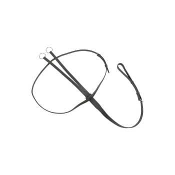 Schwarzes Haustiergeschirr mit zwei Metallringen und verstellbaren Riemen, entworfen für Komfort und Kontrolle während der Spaziergänge.