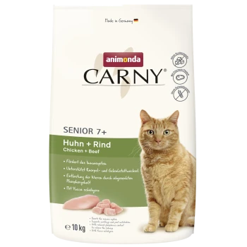 Animonda CARNY Senior 7+ Katzenfutter-Sack, Huhn + Rind, Bild einer orangefarbenen Katze, Hergestellt in Deutschland, 10 kg