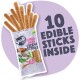 Verpakking van Smoggl Original Chew Sticks met 10 eetbare stokken erin, met een speelse hond grafiek en vetgedrukte tekst.