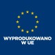 Badge bleu avec 12 étoiles jaunes de l'UE et texte blanc « WYPRODUKOWANO W UE » (Fabriqué dans l'UE)