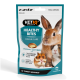 VETIQ Healthy Bites Odour Care pouch featuring rabbit, guinea pig and hamster; reads "18 yummy servings" and "4.5 calories per bite"