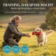Ein weißer Hund steht neben einer roten Haustier-Zubehörtasche auf Gras, mit dem Text in Deutsch, der besagt: "Für alle Rassen geeignet durch ideale Größe."