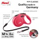 Pink flexi dog leash with ergonomic grip, high-strength cord, and a comfortable braking system; suitable for dogs up to 20 kg.