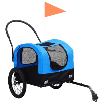 vidaXL Fahrradanhänger Jogger 2-in-1 Kinderanhänger Fahrrad Anhänger  Kinderwagen Kinderfahrradanhänger für 1 oder 2 Kinder Blau Grau