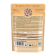 Rückseite eines Catz Finefood Katzenfutterbeutels mit der Aufschrift „Inspired by Nature“, zeigt das natürliche Beutekonzept, Zutaten und einen QR-Code.
