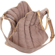 Soft padded beige pet carrier bag with adjustable shoulder strap and tan leather trim.
