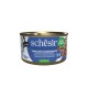 Schesir cat food can, tuna with whitebaits fillet in jelly, 85g, with added vitamins, complete nutrition.