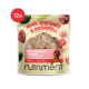 Hundefutterverpackung mit Rindfleisch, Chicorée und Brokkoli-Medaillons, beschriftet mit "Nutriment" mit "12x" in Rot, und "87% Rindfleisch" und "vitaminreich" Text.