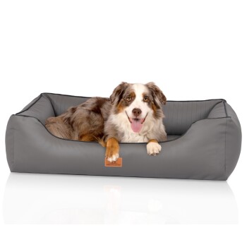 orthopädisches Hundebett aus Kunstleder Lovelock grau M-L