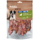 Torba MultiFit Native snacks (Adult 1+), zdjęcie psa i okienko z suszonymi filetami z piersi kaczki; napis 'DUCK BREAST FILLETS'.