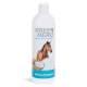 Flasche Green Hero Kokosshampoo für Pferde, mit einem braunen Pferd und Kokosnussbildern, mit dem Slogan "Die Natur weiß es am besten."
