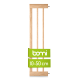 Holztiergitter von Bomi, verstellbare Größe 10-50 cm, mit drei vertikalen Latten und einem grünen Etikett mit dem Markennamen.