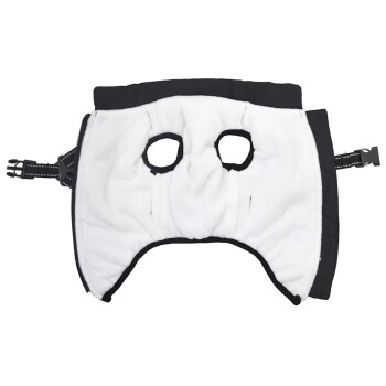 Weißer und schwarzer Haustier-Erholungskragen mit zwei Öffnungen für die Augen, entworfen, um zu verhindern, dass Haustiere Wunden lecken.