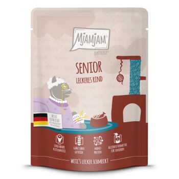 Nassfutter Katze Senior, Quetschie, Rind 6x300 g