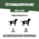 Voedingsaanbeveling voor buffelsticks: 6 sticks voor honden tot 15 kg, 10 sticks voor honden tot 30 kg.