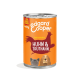 400g Dose Edgard Cooper Hundefutter, orange Etikett "Huhn & Truthahn", getreidefrei, mit Hund- und Katzenillustrationen.