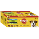 Pedigree Mega Pack 40 für erwachsene Hunde, mit einer gemischten Auswahl mit Gemüse, enthält je 10 Stück Rind, Lamm, Huhn und Pute in Sauce.