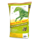 20 kg Sack Josera Kraut & Rüben Heucobs für Pferde, grünes Design mit Pferdesilhouette, hebt 100% Gräser, wenig Obst, melassefrei hervor.