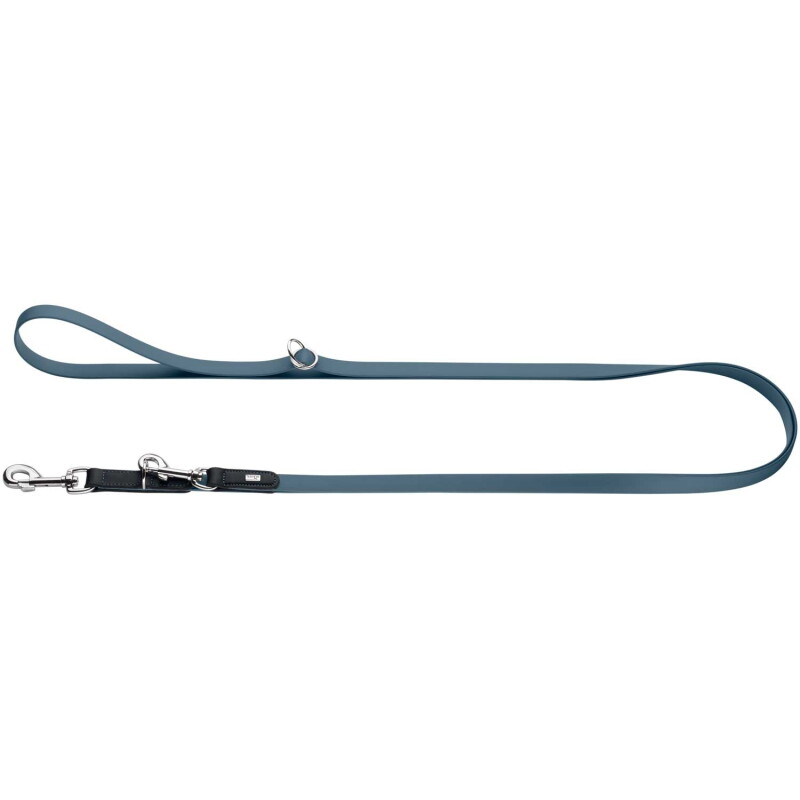 Dog Sport HUNTER stufenlos verstellbare Hundeführleine wolmar biothane x leder blau 1,6 cm