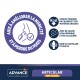 Nourriture pour animaux étiquetée "Advance Veterinary Diets" avec un graphique circulaire pour la mobilité et la perte de poids, présentant des icônes pour les faibles calories et les soins articulaires.