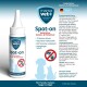 Flasche von marsavet+ Spot-on natürlicher Floh- und Zeckenschutz für Haustiere, mit Gebrauchsanweisungen und Sicherheitswarnungen auf Deutsch.