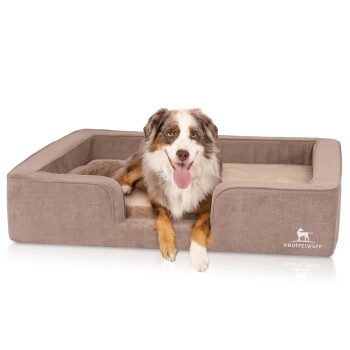 orthopädisches Hundebett mit Wendekissen aus Velours Bellamy braun XL