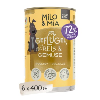Milo & Mia Geflügel, Reis & Gemüse 6×400 g