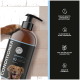 Hundepfote hält eine Flasche Sensitiv Plus Conditioner für Hunde mit deutschem Text, der natürliche Sheabutter und keine Parabene hervorhebt.