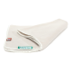 Eine gefaltete beige Haustierdecke mit einem weißen Rand, die ein grünes 'Doctor Bark'-Logo und ein kleines rotes Etikett zeigt.