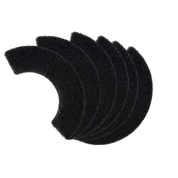 Set aus fünf schwarzen, halbmondförmigen Aquarienfilter-Schaumstoffpads, strukturierte Ersatzschwämme