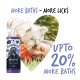 Flasche Bugalugs Maxi White Shampoo mit lila Kappe, mit einem Hundegrafik und dem Text "UP TO 20% MORE BATHS".