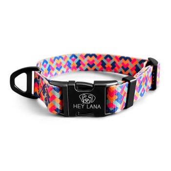 Halsband – Kunterbunt – stufenlos verstellbar mit Metallschließe türkis/pink XS-S