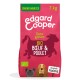 Sac de nourriture pour chien d'Edgard Cooper, 7 kg, sans gluten, contenant du bœuf et du poulet bio, avec des illustrations d'un chien et d'un chat.